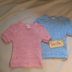 Two deadstock 1960's/70's short sleeve sweaters for kids size 4T Pink + Blue NWT